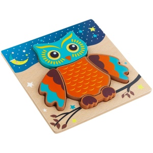 Puzzle 3D din Lemn Model Bufnita, 5 piese, tip Montessori #JJ5638 - Img 5