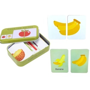 Puzzle Cognitiv Asociere in Cutie Metalica , Fructe si Legume, 32 piese #JJ5312