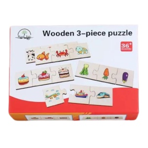 Puzzle Cognitiv de Asociere din 3 bucati, Lemn, 24 piese #JJ5595 - Img 4