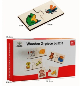 Puzzle Cognitiv de Asociere din Lemn, 24 piese, model Hrana Animale #JJ5557 - Img 4