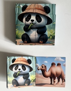 Puzzle Cuburi Magnetice, 6 in 1, Model Animale, 16 cuburi #JJ5581 - Img 4