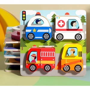 Puzzle din Lemn 3D tip Montessori: Mașini de intervenție #JJ5120 - Img 4