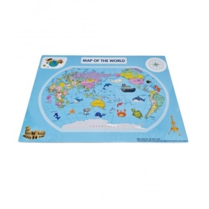 Puzzle din lemn Harta Lumii cu placa suport și 26 piese #JJ5085 - Img 2