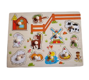 Puzzle incastru din lemn Animale Domestice cu maner #JJ5022 - Img 2