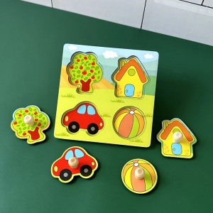Puzzle Incastru din Lemn cu 4 Butoni - Model Oras #JJ5295 - Img 2