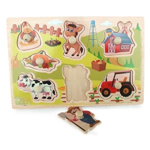 Puzzle incastru din lemn cu mâner: Ferma #JJ5055 - Img 1