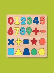 Puzzle incastru educativ 3D din lemn - Cifre și Forme Geometrice #JJ5048 - Img 5