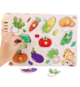 Puzzle incastru Legume din lemn cu maner #JJ5029 - Img 4