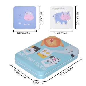 Puzzle Montessori de asociere în cutie metalică Guess Who I Am, Animale, 24 piese #JJ5023 - Img 9