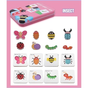 Puzzle Montessori de asociere în cutie metalică Guess Who I Am: Insecte, 24 piese #JJ5084 - Img 4