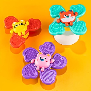 Set 3 Spinnere cu Ventuza pentru Bebelusi, Senzoriale, Model Animale,multicolor #JJ5624 - Img 4