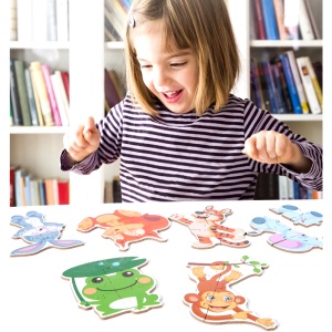 Set 6 Puzzle din carton, Model Animale, Piese Mari, 6 in 1 #JJ5580 - Img 4