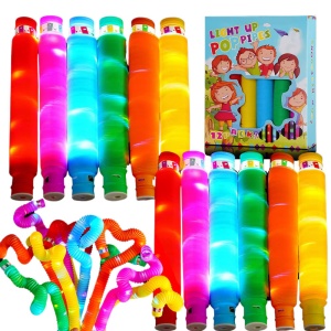 Set 6 Tuburi din plastic, Senzoriale, Antistres, cu Lumina LED #JJ5158 - Img 4