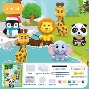 Set creativ DIY - Modeleaza si Picteaza 7 Magneti de Frigider, tematica Zoo #JJ5267 - Img 2