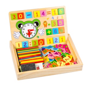 Set de educativ magnetic multifuncțional cu tablă dublă pt cretă și marker, numere, semne și bețișoare aritmetice #JJ5093 - Img 10