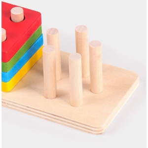 Sortator Montessori din lemn cu 5 coloane de pini și 20 forme geometrice #JJ5105 - Img 10