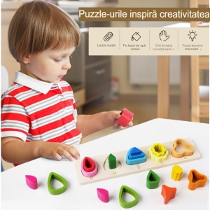Sortator Multistrat tip Montessori cu Forme Asimetrice, Model Copaci, 16 piese #JJ5167 - Img 6