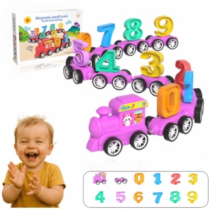 Trenulet Magnetic cu Numere 0-9, Locomotiva si 10 Vagoane, Plastic, Multicolor #JJ5437