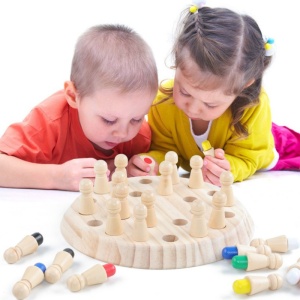 🌈Oferta Zilei❗️Joc de Memorie din Lemn Memory Chess pentru toata familia, 6 culori, #JJ5122 - Img 2