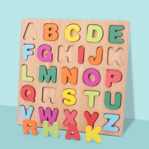 🌈Oferta zilei❗Puzzle Incastru educativ 3D din Lemn - Alfabet: Litere Mari #JJ5106