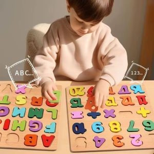 🌈Oferta zilei❗Puzzle Incastru Educativ 3D din Lemn - Numere 1-20 si Semne Matematice #JJ5049 - Img 2