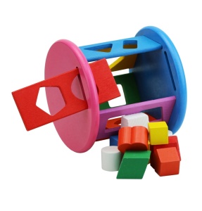 Cilindru sortator din lemn tip Montessori cu 10 forme geometrice #JJ5006 - Img 4