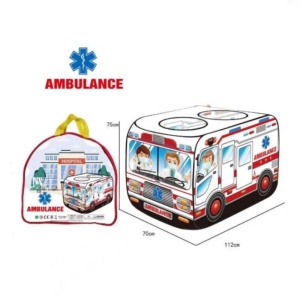 Cort de Joaca pentru copii Ambulanta, plabil, cu gentuta de depozitare #JJ5224 - Img 4