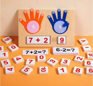 Joc Educativ din Lemn Aritmetica pe degete, tip Montessori #JJ5643 - Img 2