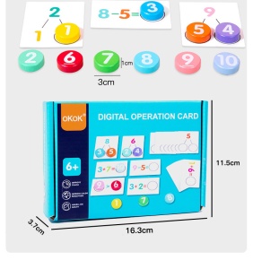 Joc Educativ Invatare Adunare si Scadere cu Cifre din Lemn si 46 Planse, Multicolor #JJ5402 - Img 8