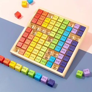 Joc Montessori din lemn Tablă înmulțirii până la 9x9, Multicolor #JJ5112 - Img 4