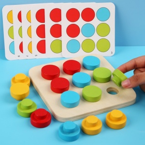 Joc Mozaic din Lemn cu Butoni Mari, potriveste culorile, tip Montessori #JJ5451 - Img 6
