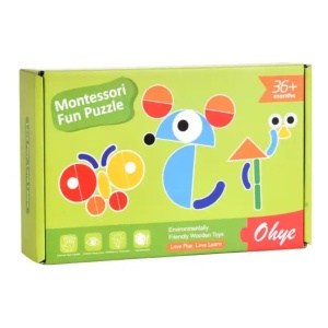 Joc Tangram Montessori din Lemn, 39 piese, Multicolor #JJ5454 - Img 4