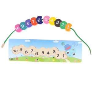 Jucarie Omida de Lemn cu Numere si Siret, 30 cm, Multicolor #JJ5412 - Img 8