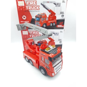 Mașină de pompieri cu pulverizator de apă, sunete și lumini, design realist, Rescue Fire Truck #JJ5041 - Img 6