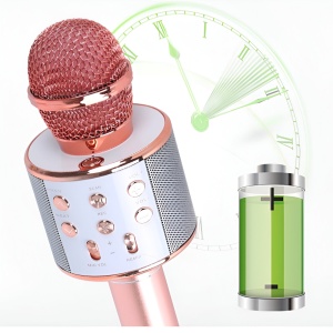 Microfon Karaoke pentru Copii, Bluetooth, Boxa Incorporata, Compatibil cu Orice Smartphone, Acumulator Integrat, Rose Gold #JJ5559 - Img 6