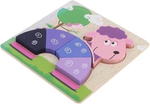 Puzzle 3D din Lemn Model Oaie, 5 piese, tip Montessori #JJ5640 - Img 4