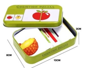Puzzle Cognitiv Asociere in Cutie Metalica , Fructe si Legume, 32 piese #JJ5312 - Img 8
