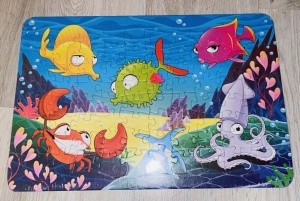 Puzzle din carton 48 piese, 36 cm x 25 cm, model Animale Marine #JJ5136 - Img 3