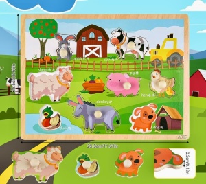 Puzzle incastru din lemn cu mâner: Animale domestice #JJ5076 - Img 5