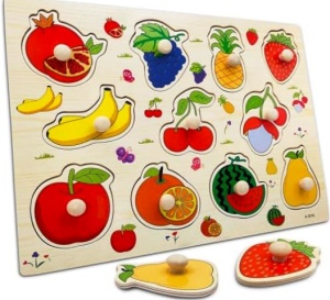 Puzzle incastru din Lemn cu Maner - Fructe #JJ5556