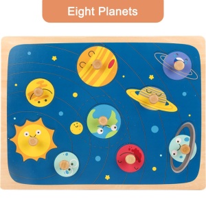 Puzzle Incastru Montessori din Lemn cu Maner: Sistemul Solar, 9 piese #JJ5325 - Img 10