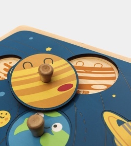Puzzle Incastru Montessori din Lemn cu Maner: Sistemul Solar, 9 piese #JJ5325 - Img 5