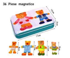 Puzzle Magnetic din Lemn Imbraca Familia Ursuletilor, in Cutie Metalica, 35piese #JJ5653 - Img 4