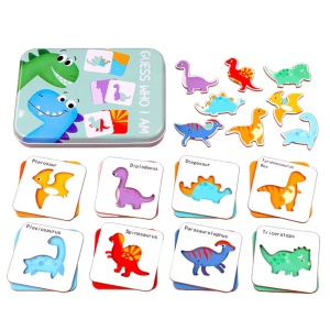 Puzzle Montessori de asociere în cutie metalică Guess Who I Am: Dinozauri, 24 piese #JJ5083 - Img 1