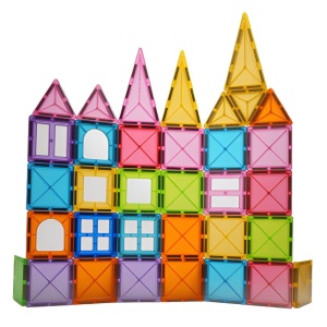 Set 88 Piese Magnetice de Constructie, Magnetic Titles, Forme Geometrice, ABS, Multicolor #JJ5163