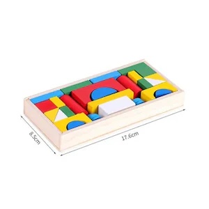 Set Cuburi de Construit din Lemn, 27 piese, multicolor #JJ5360 - Img 6