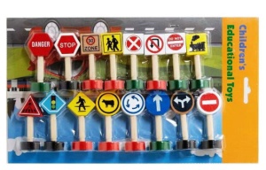 Set Educational cu 16 Indicatoare Rutiere din Lemn #JJ5087 - Img 2