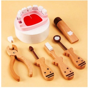 Set Montessori Joc de Rol Stomatolog din Lemn, 6 piese #JJ5652 - Img 2