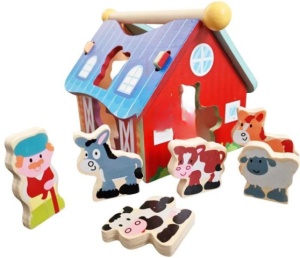 Sortator Ferma Animalelor cu acoperiș detașabil și 6 figurine #JJ5004