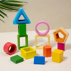 Sortator multistrat tip Montessori cu forme geometrice, 16 piese #JJ5082 - Img 4